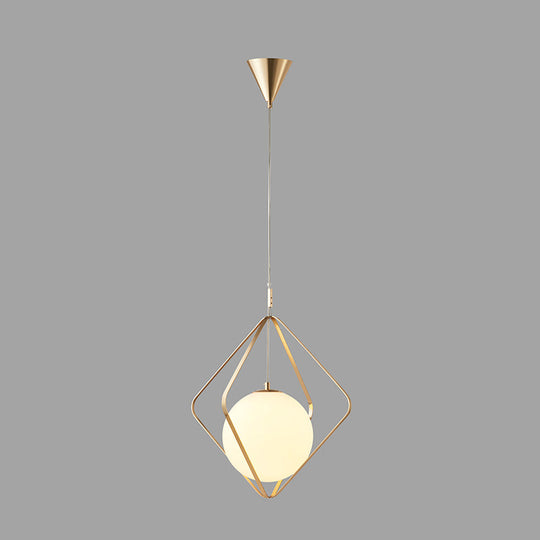 Minimalist Gold Pendant Light - 1 Head Led Down Lighting For Bedroom 10.5/16 W