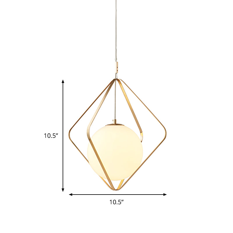 Minimalist Gold Pendant Light - 1 Head Led Down Lighting For Bedroom 10.5/16 W