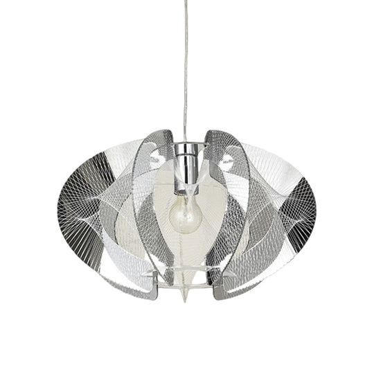 Modern Chrome Pendant Light: Elegant Curve Acrylic Shade With Hanging Lamp - Ideal For Restaurants