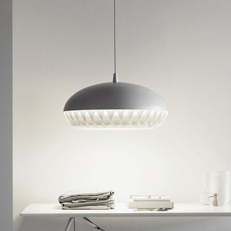 Modern Metal Dome Pendant Light For Restaurants - 1 Bulb White/Black Down Lighting White