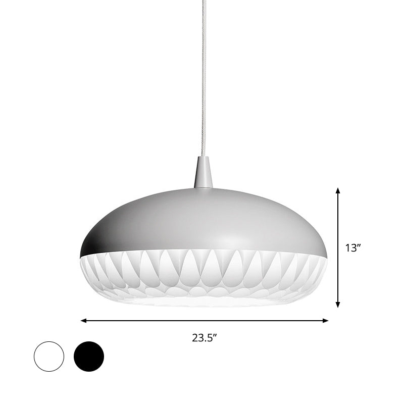 Modern Metal Dome Pendant Light - White/Black Down Lighting For Restaurants