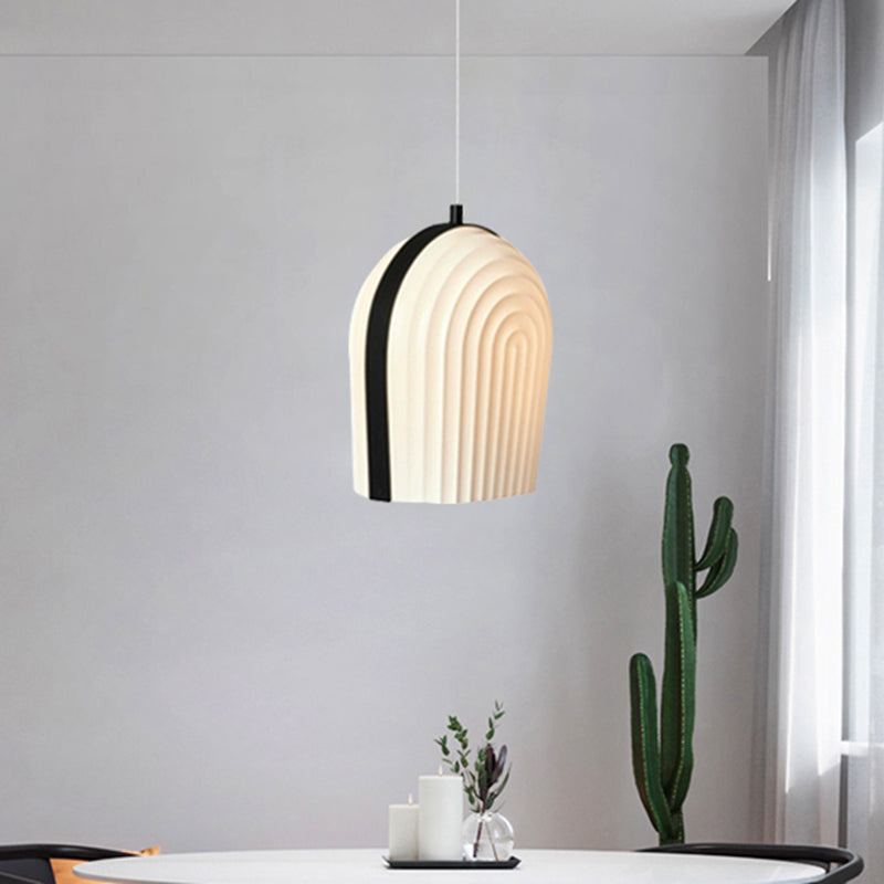 Modern Frosted Glass Dome Pendant Ceiling Light with 1 Bulb Black & White Black White