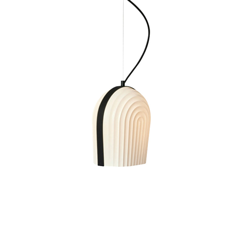 Modern Frosted Glass Dome Pendant Ceiling Light with 1 Bulb Black & White Black White