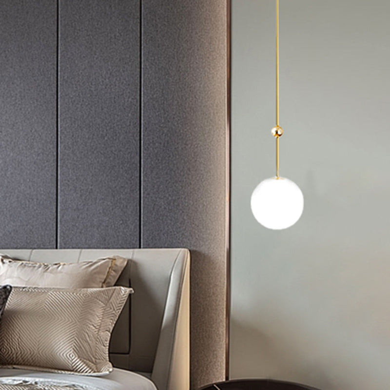 Modern Gold Led Pendant Light With Milk Glass Shade - 39/47 H / 39