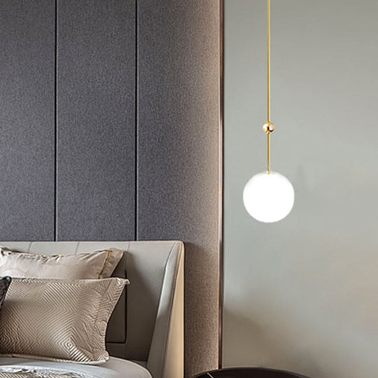 Modern Gold Led Pendant Light With Milk Glass Shade - 39/47 H / 39
