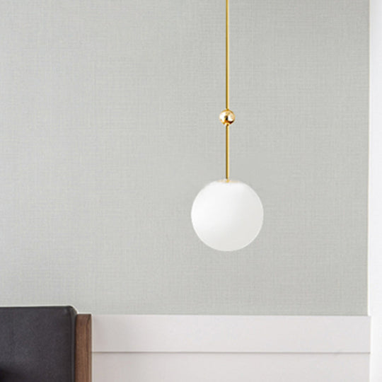 Modern Gold Led Pendant Light With Milk Glass Shade - 39/47 H