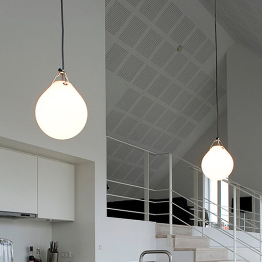 Sleek Minimalism Sphere Suspension Light In White Glass - 1 Head 7’/10’ Wide Ideal For