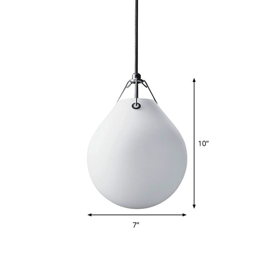 White Glass Minimalist Sphere Pendant Light For Restaurants - 1 Head 7/10 Wide