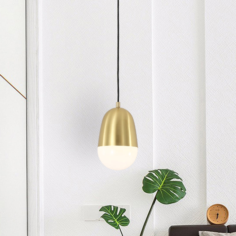 Minimalist Metal Pill Pendant Ceiling Light for Bedroom Brass Finish Brass
