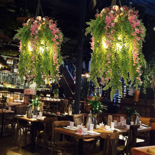 Green Metal Industrial Chandelier With 4 Hanging Heads - Pendant Light Fixture