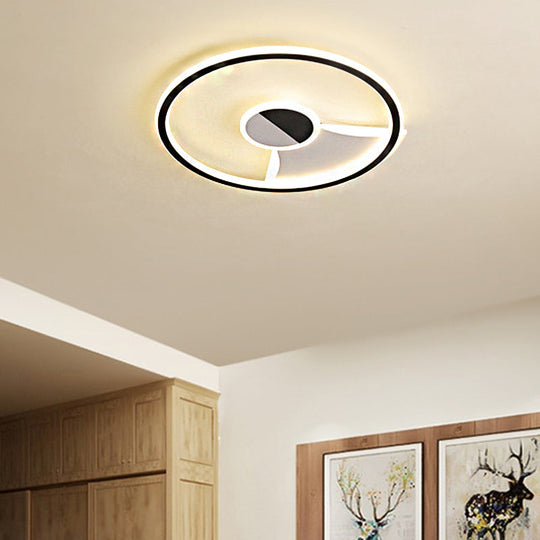 Contemporary White/Warm Flush Mount Lighting: Acrylic 16’/19.5’/23.5’ Lights In Black / 16’ White
