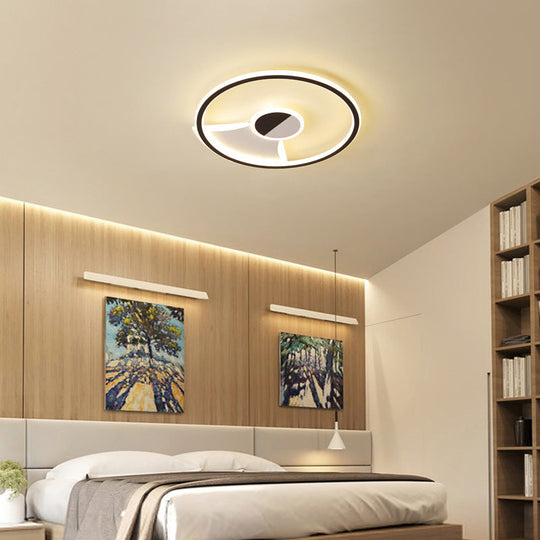 Contemporary White/Warm Flush Mount Lighting: Acrylic 16’/19.5’/23.5’ Lights In Black