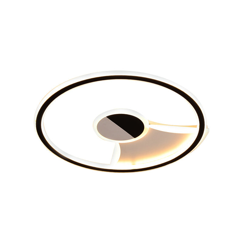 Contemporary White/Warm Flush Mount Lighting: Acrylic 16/19.5/23.5 Lights In Black
