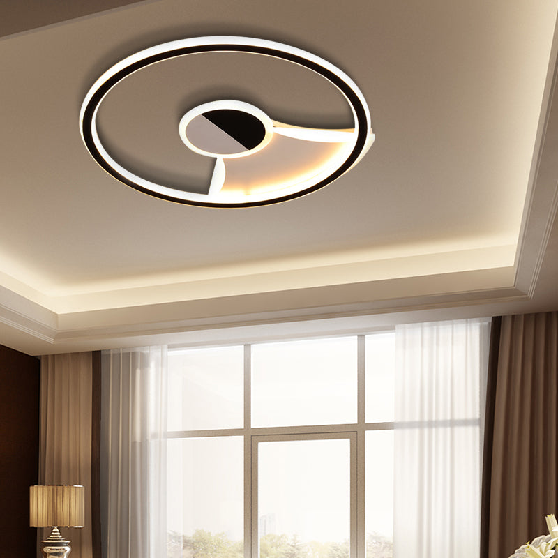 Contemporary White/Warm Flush Mount Lighting: Acrylic 16/19.5/23.5 Lights In Black