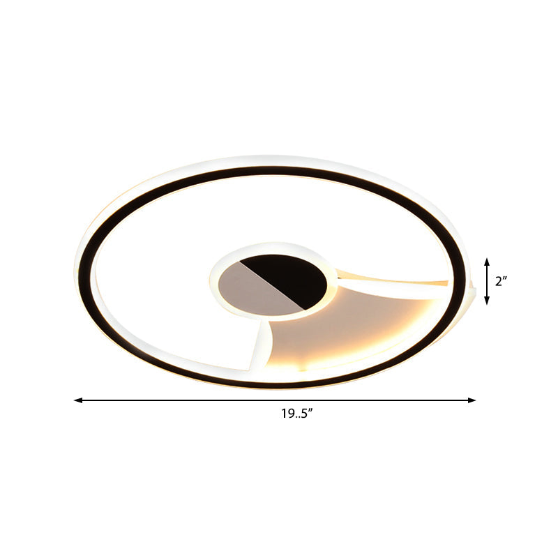 Contemporary White/Warm Flush Mount Lighting: Acrylic 16/19.5/23.5 Lights In Black