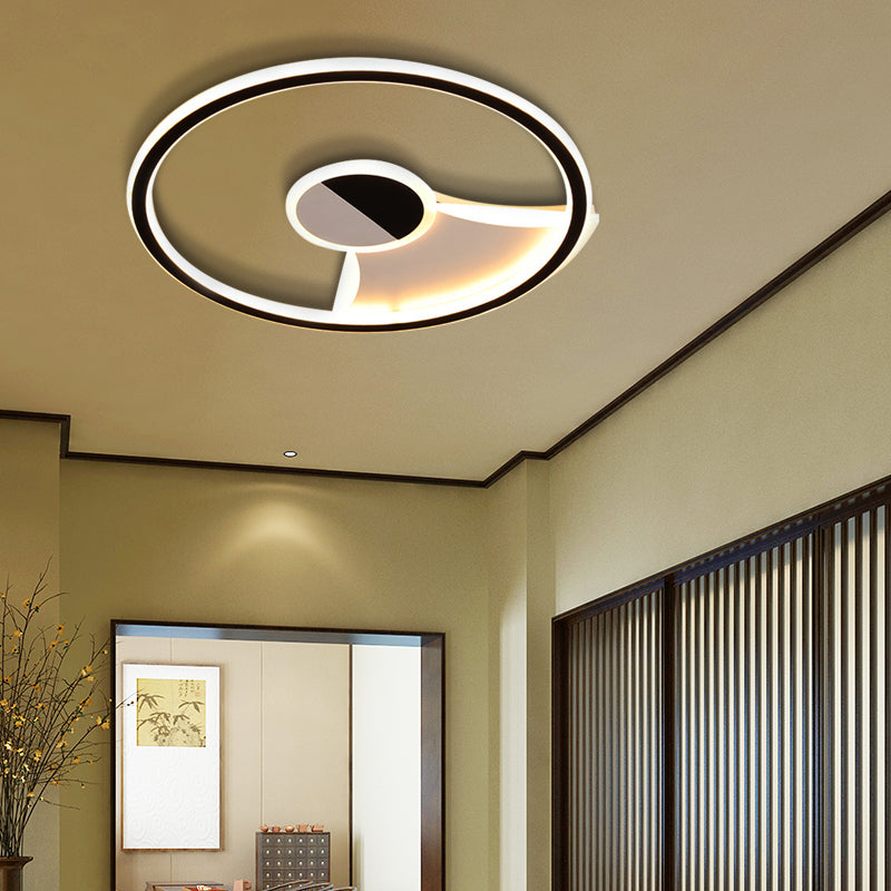 Contemporary White/Warm Flush Mount Lighting: Acrylic 16’/19.5’/23.5’ Lights In Black