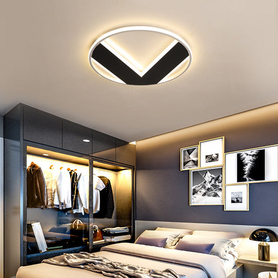 V-Shaped Ceiling Light - Modern Acrylic & Black Creative Bedroom Lighting Fixture 16/19.5/25.5
