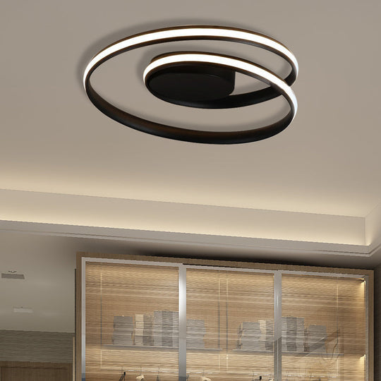 Modern Circle Ceiling Lights - White/Black Flush Mount Fixtures Indoor Lighting (18/23.5) Black / 18