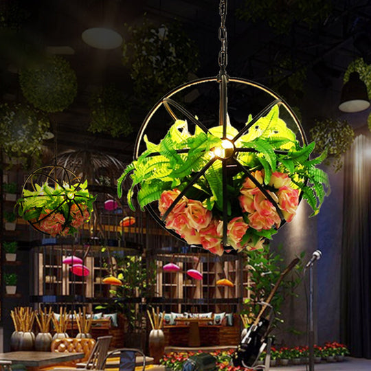 Vintage Global Rose Chandelier - 4-Bulb Led Pendant Light In Black