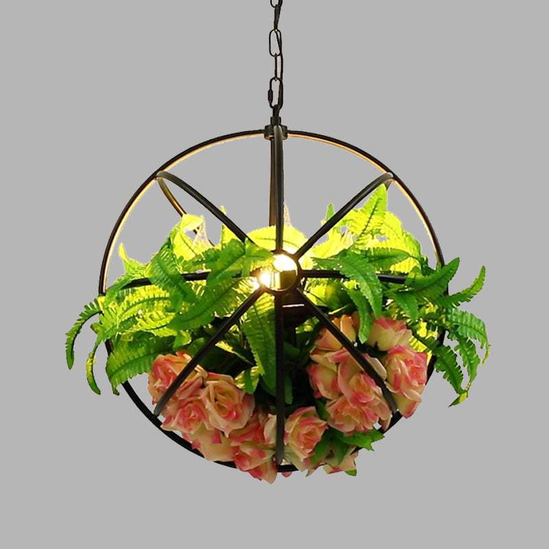 Vintage Global Rose Chandelier - 4-Bulb Led Pendant Light In Black