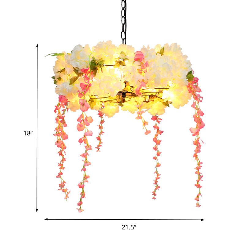 Industrial 5-Head Led Flower Metal Chandelier Light - 18’ / 21.5’ Width White Perfect For