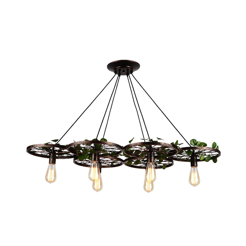 Rustic Metal Hanging Chandelier: 6-Light Industrial Led Pendant Lighting For Restaurants