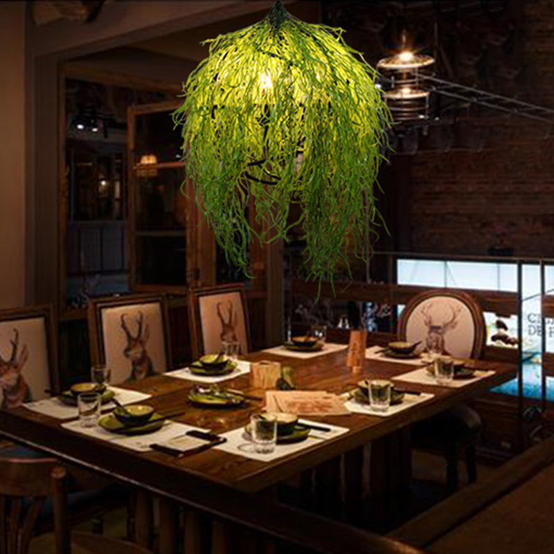 Green Industrial Pendant Light Fixture: 3/4 Bulbs 18’/21.5’ Wide Metal Led Hanging Lamp Kit For