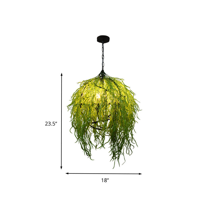 Green Industrial Pendant Light Fixture: 3/4 Bulbs 18’/21.5’ Wide Metal Led Hanging Lamp Kit For