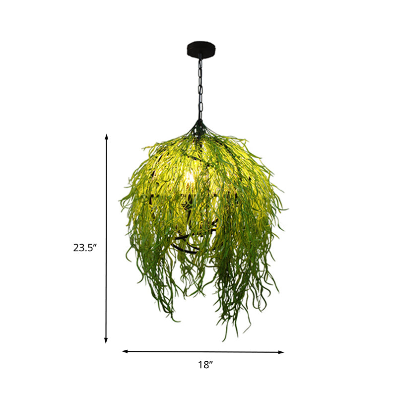 Green Industrial Pendant Light Fixture: 3/4 Bulbs 18’/21.5’ Wide Metal Led Hanging Lamp Kit For