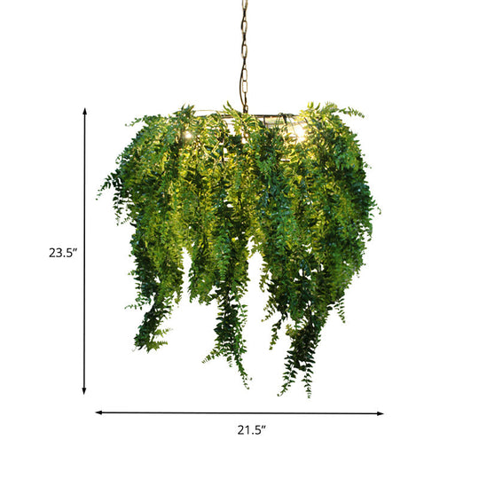 Industrial Metal Plant Led Chandelier With 3 Heads - Green Pendant Lighting For Restaurants