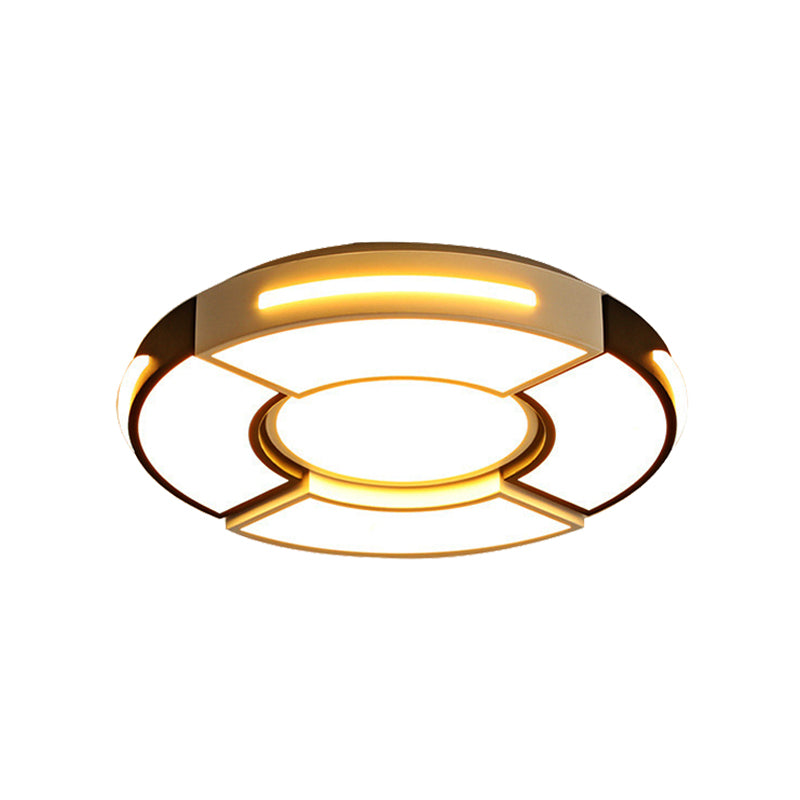 Modern Black Round Acrylic Ceiling Fixture - Unique Design 16/19.5/23.5 Warm/White Lighting