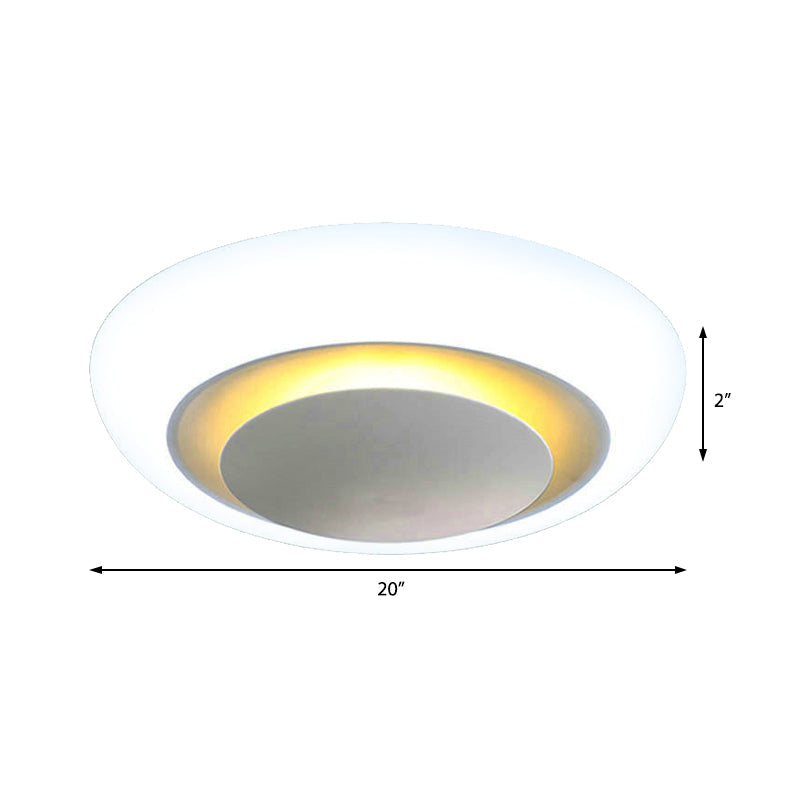 Unique Round Modern Ceiling Light - 16.5/20.5/24.5 Warm/White Flush Mount Fixture (White)