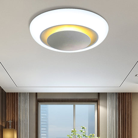 Unique Round Modern Ceiling Light - 16.5/20.5/24.5 Warm/White Flush Mount Fixture (White) White /