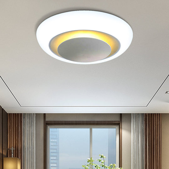 Unique Round Modern Ceiling Light - 16.5/20.5/24.5 Warm/White Flush Mount Fixture (White) White /