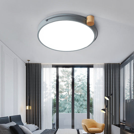 Iron Flush Mount Led Light Fixture In Grey - Simple Circular Design Multiple Size Options For