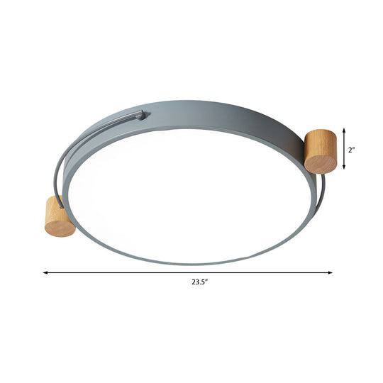 Iron Flush Mount Led Light Fixture In Grey - Simple Circular Design Multiple Size Options For Living