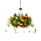 Industrial Metal Black Chandelier Lamp With 6 Led Lights - Stylish Hanging Ceiling Light Plant Décor