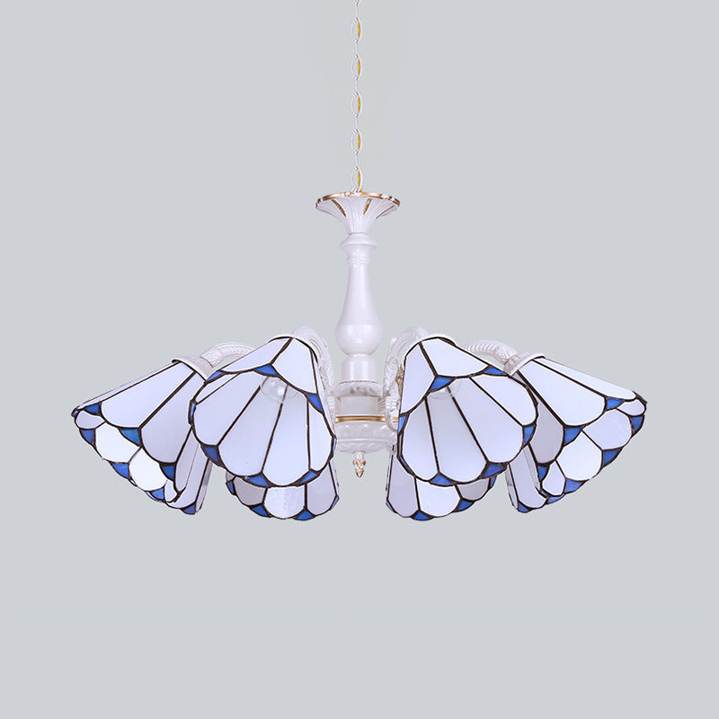 Tiffany Cone Pendant Chandelier With Adjustable Chain - Available In 3/5/6/8 Lights For Living Room