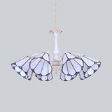 Tiffany Cone Pendant Chandelier Lamp - Adjustable Chain White 3/5/6/8 Lights Living Room Lighting