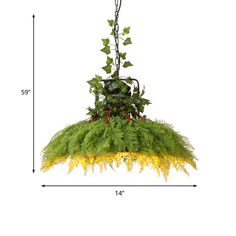 Green Antique Metal Pendant Lamp With Led Down Lighting Ideal For Restaurants - Available In 3 Sizes