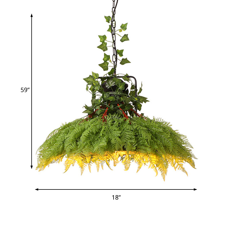 Green Antique Metal Pendant Lamp With Led Down Lighting Ideal For Restaurants - Available In 3 Sizes