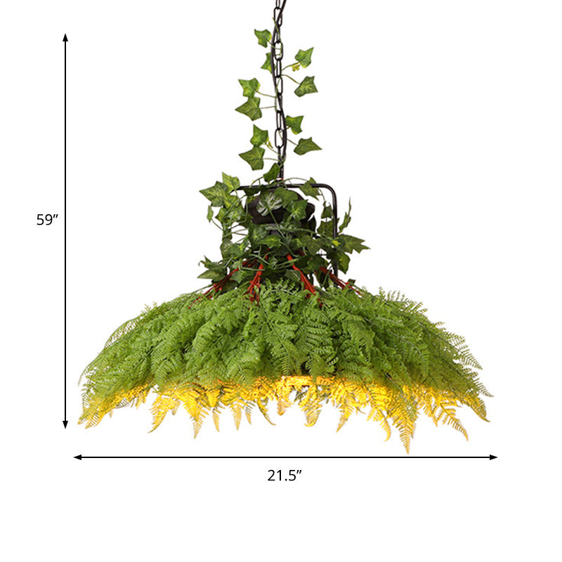 Green Antique Metal Pendant Lamp With Led Down Lighting Ideal For Restaurants - Available In 3 Sizes