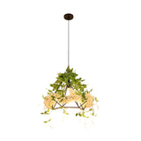 Retro Metal Pendant Light - Cherry Blossom Restaurant Design White Led 1 Head 10’/15’/18’ Width