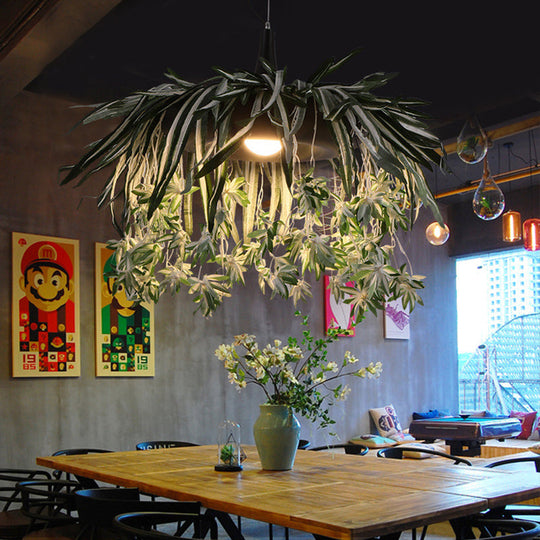 Green Metal Pendant Light With 1 Led Bulb For Restaurant Down Lighting