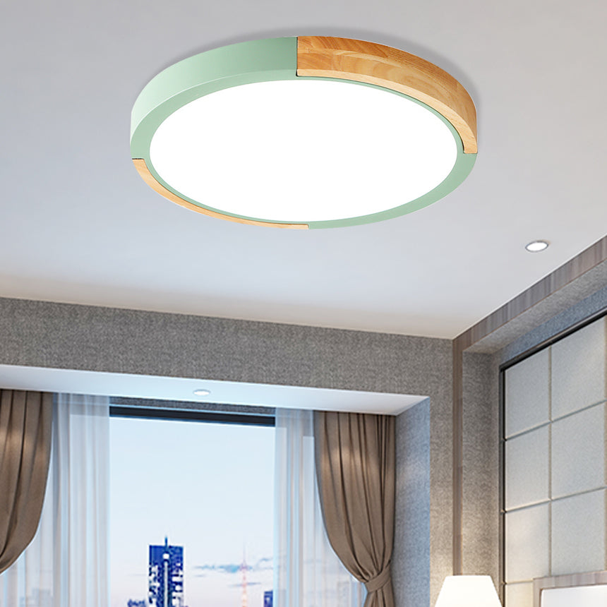 Nordic Style Led Ceiling Flush Mount Lighting With Acrylic Shade Green / Warm