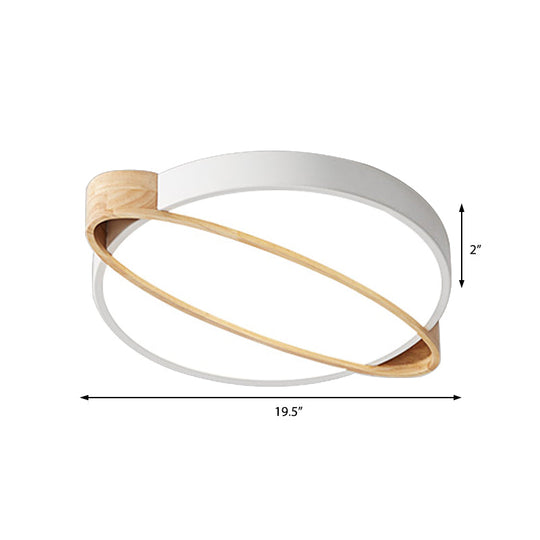 Nordic Acrylic Ceiling Mount Lamp With Led Flushmount Lighting In White/Green/Grey Oval Wood Insert