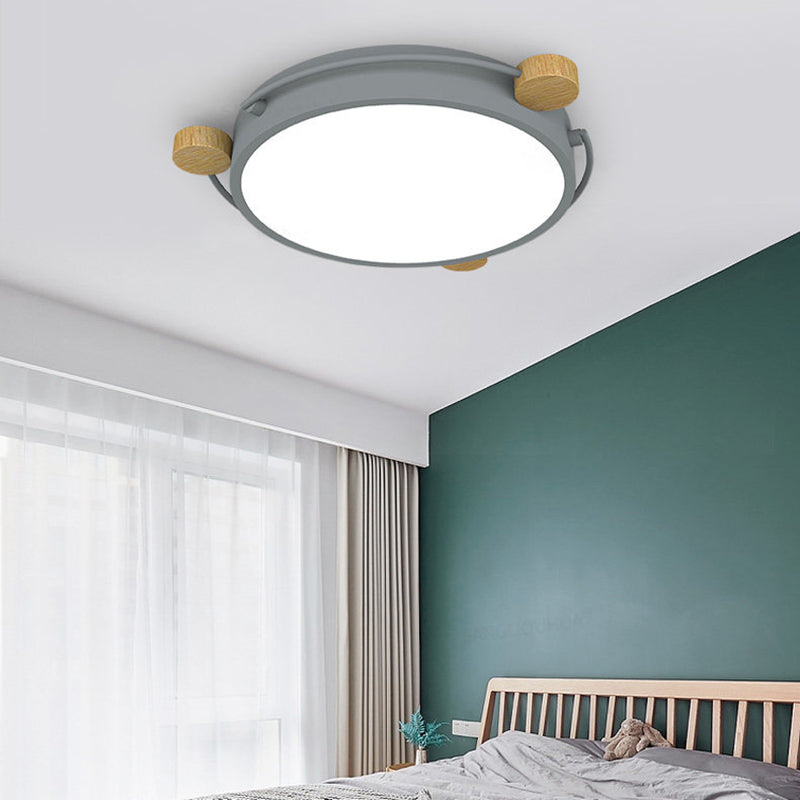 Nordic Orbital Led Ceiling Fixture - 16/19.5/23.5 Wide Flush Mount Lamp In Green/Grey/White-Wood