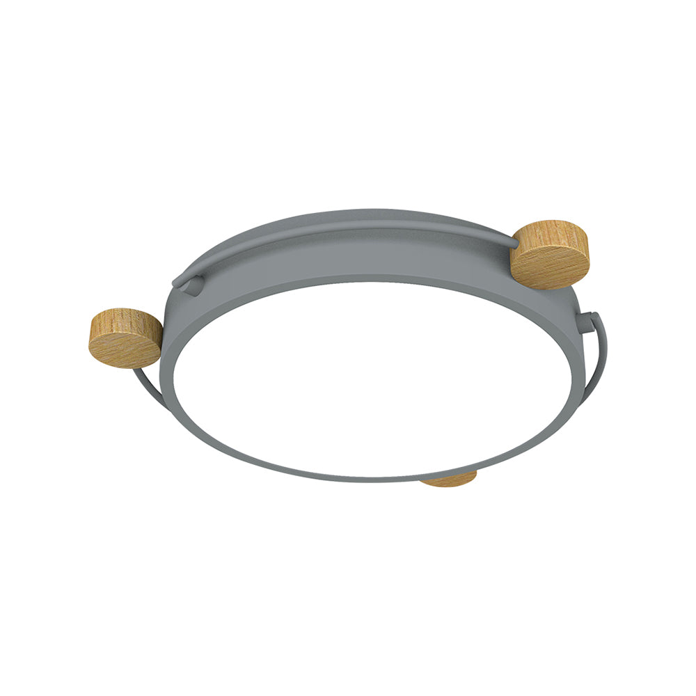 Nordic Orbital Led Ceiling Fixture - 16/19.5/23.5 Wide Flush Mount Lamp In Green/Grey/White-Wood