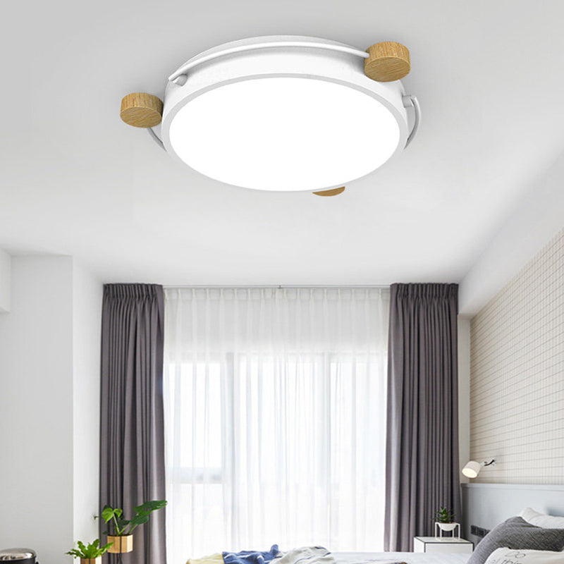 Nordic Orbital Led Ceiling Fixture - 16/19.5/23.5 Wide Flush Mount Lamp In Green/Grey/White-Wood