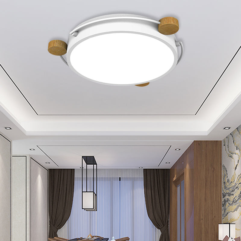 Nordic Orbital Led Ceiling Fixture - 16/19.5/23.5 Wide Flush Mount Lamp In Green/Grey/White-Wood